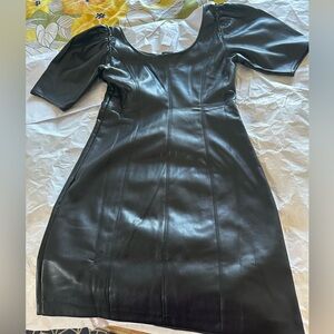 GAP Vegan Leather Puff Sleeve Mini Dress